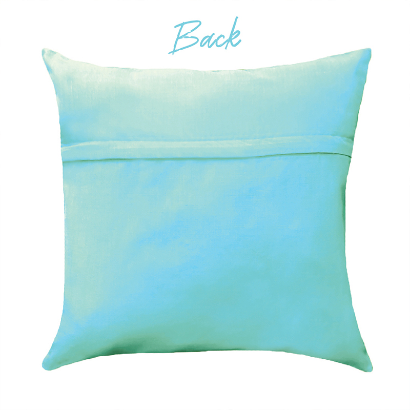 Cyan Embroidered Heart Cushion